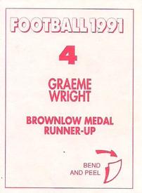 1991 Select AFL Stickers #4 Graeme Wright Back